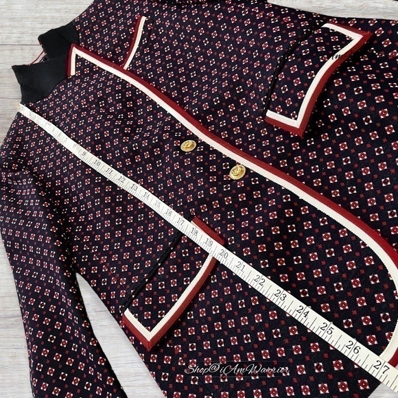 Gucci NWT navy & red geometric wool blend gold button blazer *Shop@iamwarrior - Picture 11 of 17